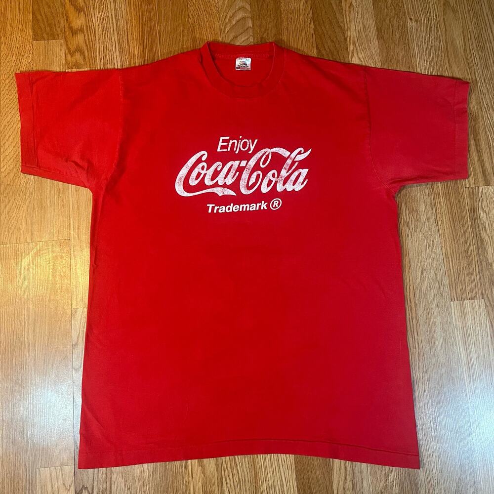 Vintage Coca Cola Red T Shirt Single Stitch‎ men’s Sz XL Preowned
